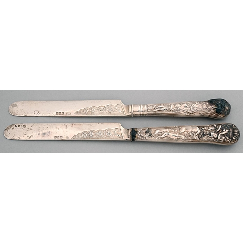 Appraisal: A George V silver table knife Stag Hunt pattern and