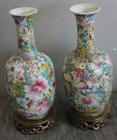 Appraisal: Pair of Small Chinese Enameled Vases From a Larchmont NY