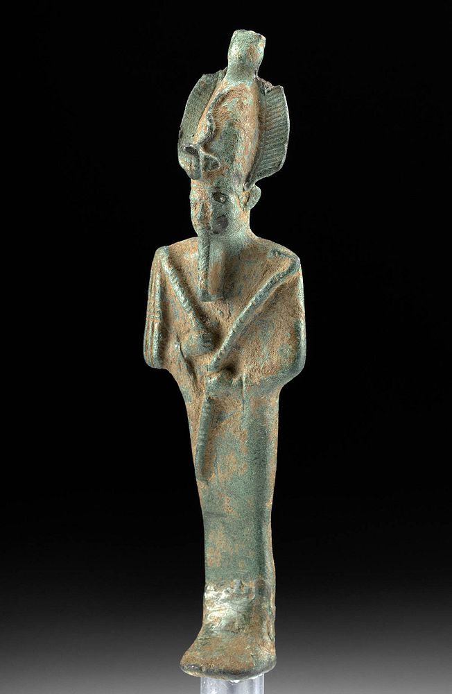 Appraisal: Egyptian Bronze Osiris Figure w Atef Crown Ancient Egypt Third