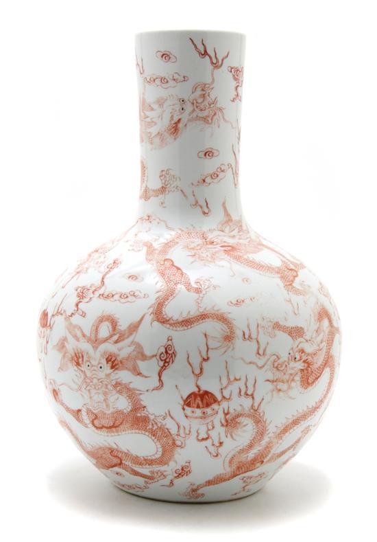 Appraisal: A Chinese Bottle Vase th century having copper red decoration