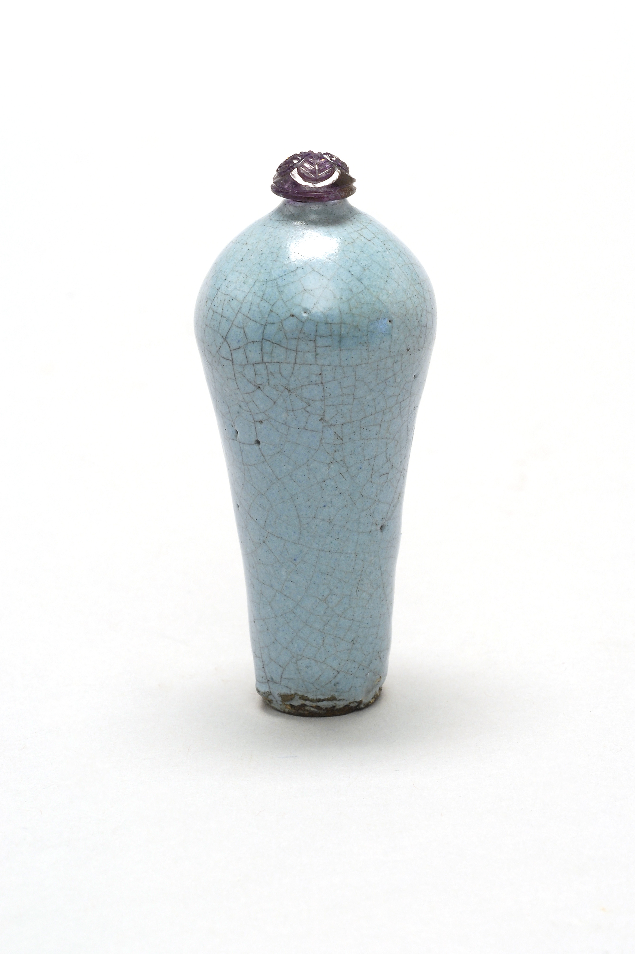 Appraisal: JUN GLAZE PORCELAIN SNUFF BOTTLE th CenturyIn meiping form Height