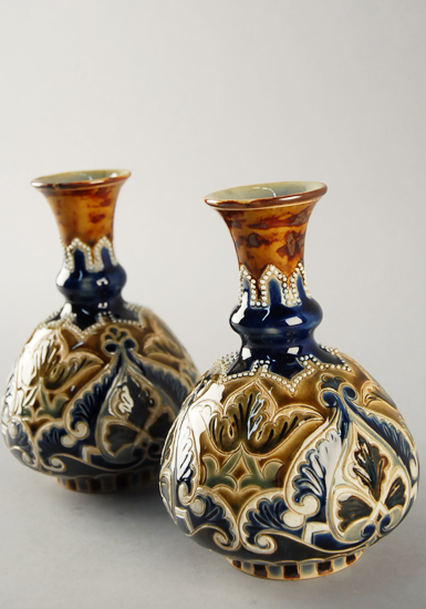 Appraisal: A Pair of Doulton Lambeth Vases glazed in a blue