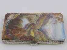 Appraisal: A lady's silver cigarette case with fine yellow guilloche enamelled