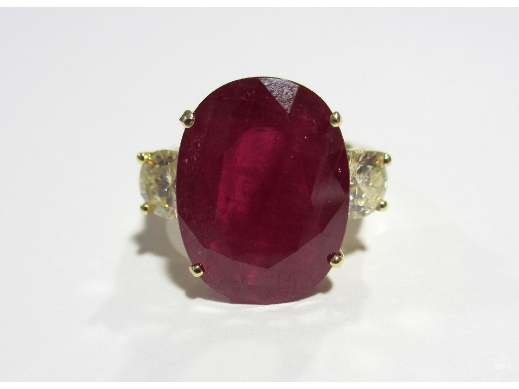 Appraisal: An impressive ruby and diamond ring the large oval cushion