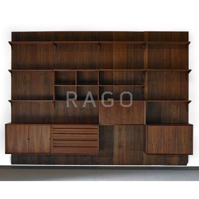 Appraisal: PAUL CADOVIUS CADO Four-bay teak shelving system Denmark s Unmarked