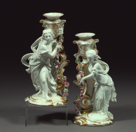 Appraisal: Fine Pair of Paris Biscuit and Glazed Porcelain Figural Candlesticks