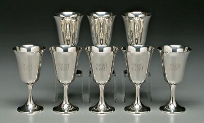 Appraisal: Eight Gorham sterling goblets flared rims marked quot quot monogrammed