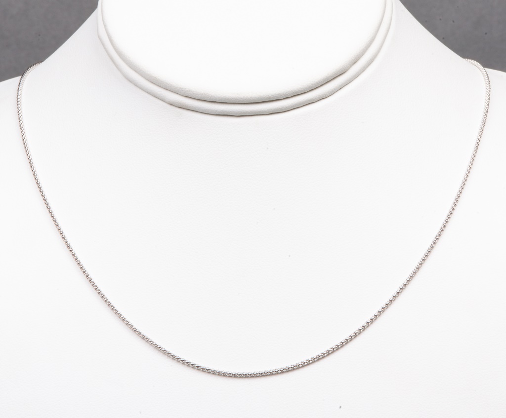 Appraisal: K WHITE GOLD POPCORN LINK CHAIN NECKLACE K white gold