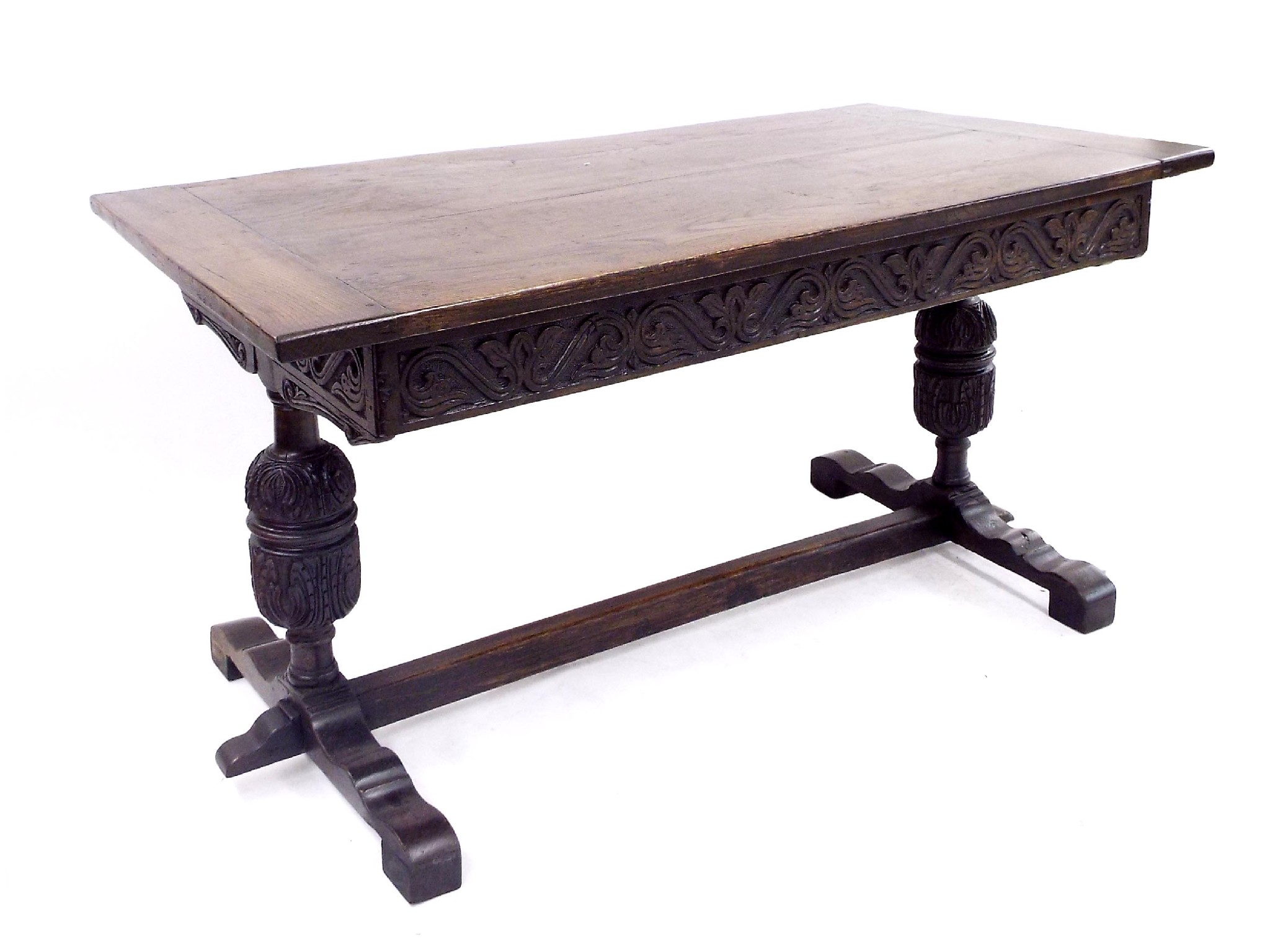 Appraisal: Antique oak refectory table the plank top over a base