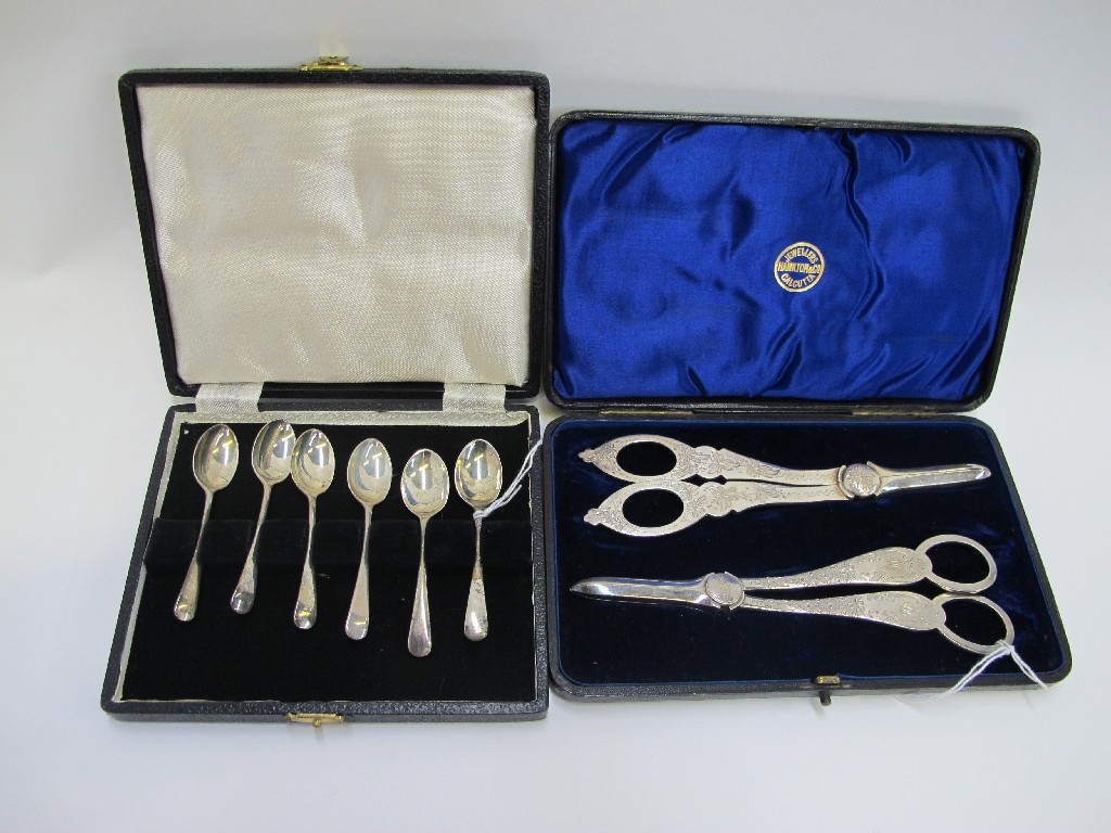 Appraisal: Lot comprising a cased set of six silver spoons and