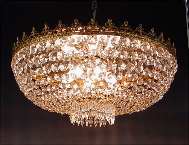 Appraisal: FRENCH EMPIRE STYLE CRYSTAL DOME CHANDELIER Rows or prism chins