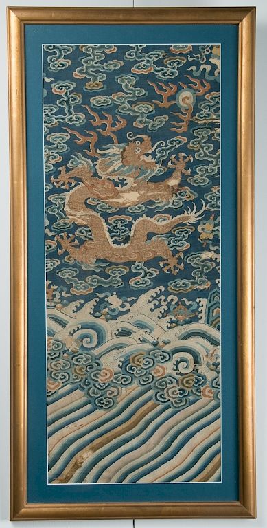 Appraisal: DRAGON' KESI TEXTILE The textile of rectangular form with blue