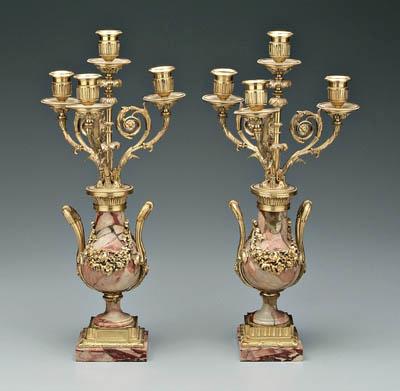 Appraisal: Pair ormolu mounted candelabra each with urn below four arms