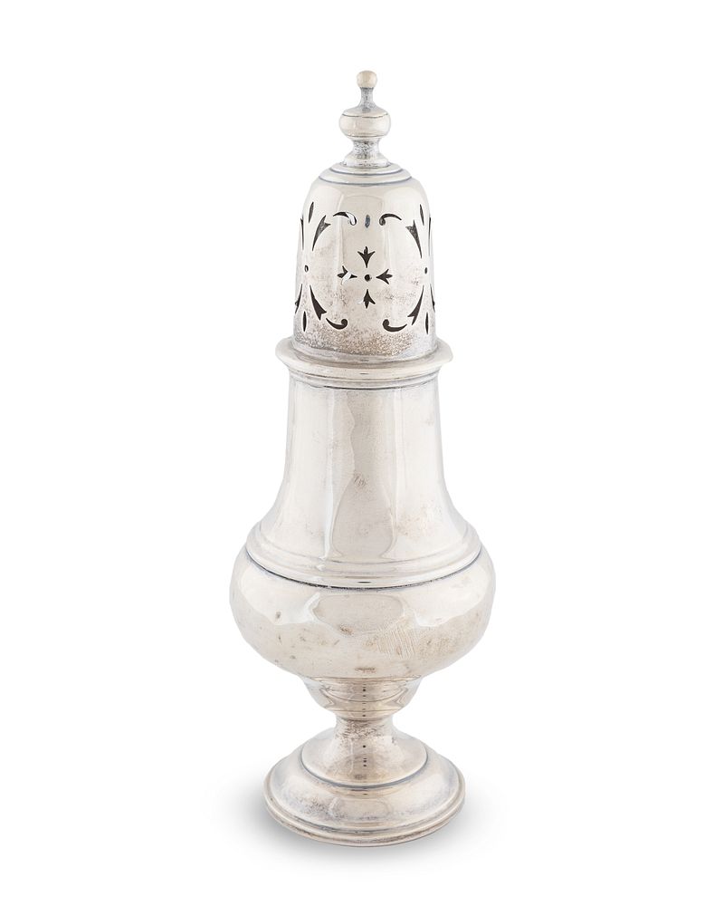 Appraisal: An English Silver Muffineer Height inches An English Silver Muffineer