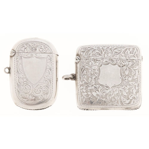 Appraisal: An Edwardian silver vesta case engraved with scrolling foliage by