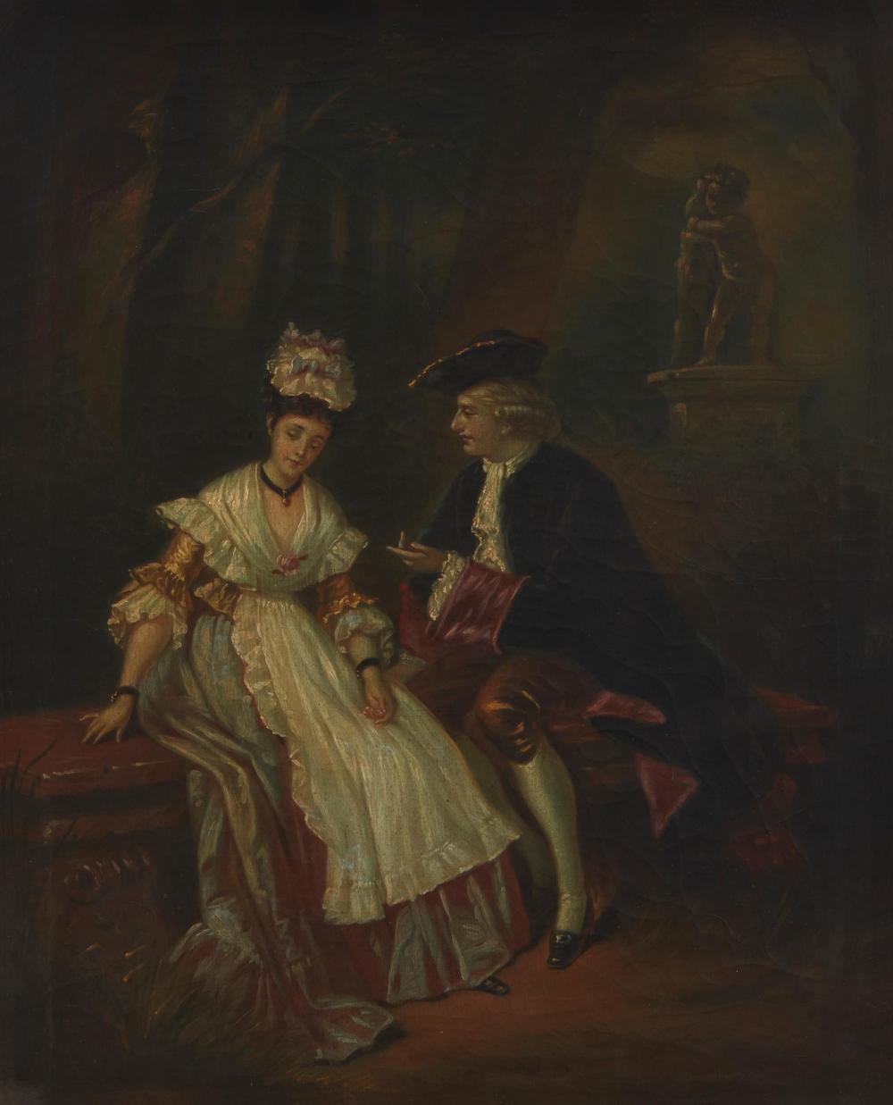 Appraisal: Continental School th Century Courting couple seated on a park