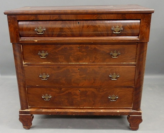 Appraisal: Empire mahogany veneered chest of drawers h x w x