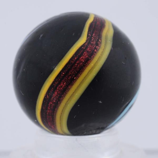 Appraisal: Banded Indian Lutz Marble Three banded on black opaque base