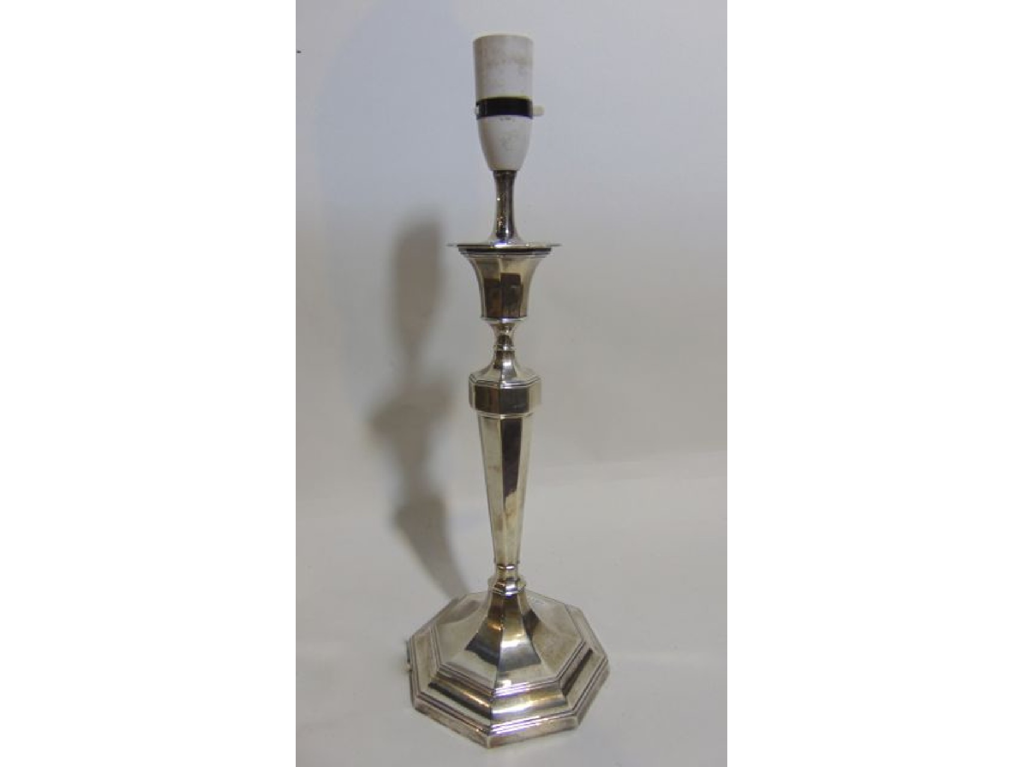 Appraisal: A George V silver electric table lamp Hawksworth Eyre Co