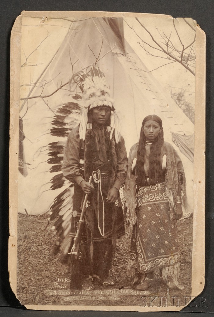 Appraisal: Cabinet Card of a Kiowa Couple Tar bo mah's son