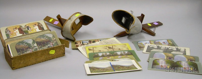 Appraisal: Two Stereoscope Viewers and Thirty Assorted Stereoview Cards