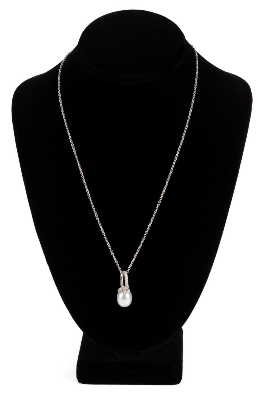 Appraisal: HENRY DUNAY PLATINUM PEARL DIAMOND NECKLACE Henry Dunay platinum pendant