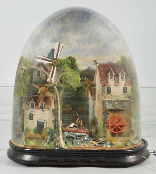 Appraisal: Automation Toy under Glass Dome Description European Depicts a boat