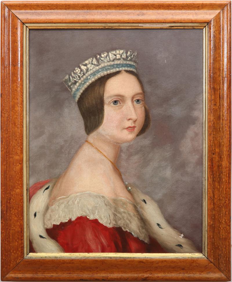 Appraisal: ENGLISH SCHOOL PORTRAIT OF A YOUNG QUEEN VICTORIA Oil on