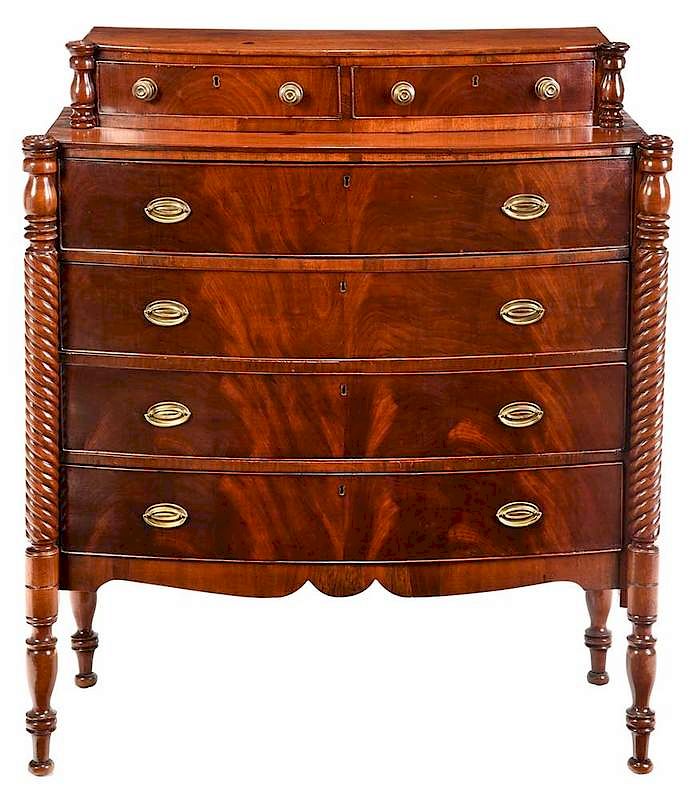 Appraisal: American Sheraton Mahogany Bowfront Chest New England early th century