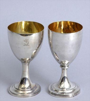 Appraisal: TWO GEORGE III SILVER GOBLETS W S within rectangle and