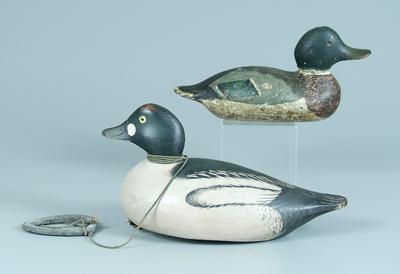 Appraisal: Two duck decoys green wing teal bottom with black painted