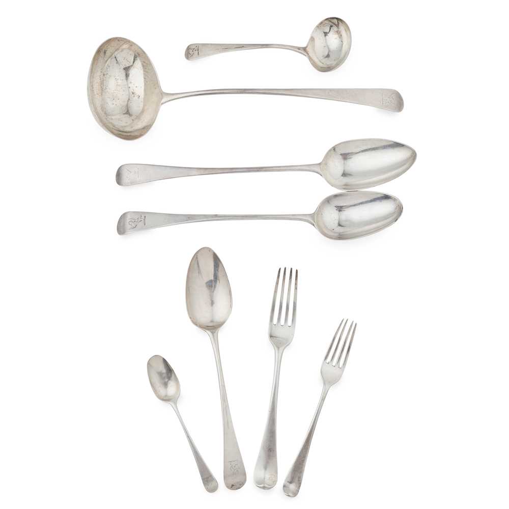 Appraisal: A MATCHED SUITE OF GEORGE III OLD ENGLISH FLATWARE mainly