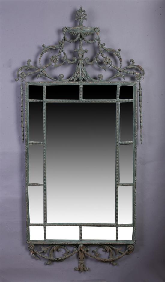 Appraisal: NEOCLASSICAL STYLE LIGHT BLUE PAINTED MIRROR WITH DIVIDED FRAME th