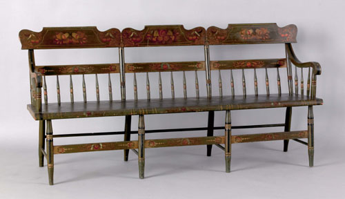 Appraisal: Pennsylvania painted deacon's bench th c retaining its original green