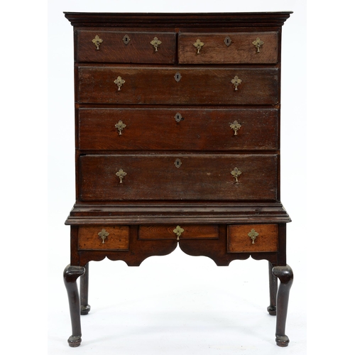 Appraisal: A George III oak chest on stand the upper part