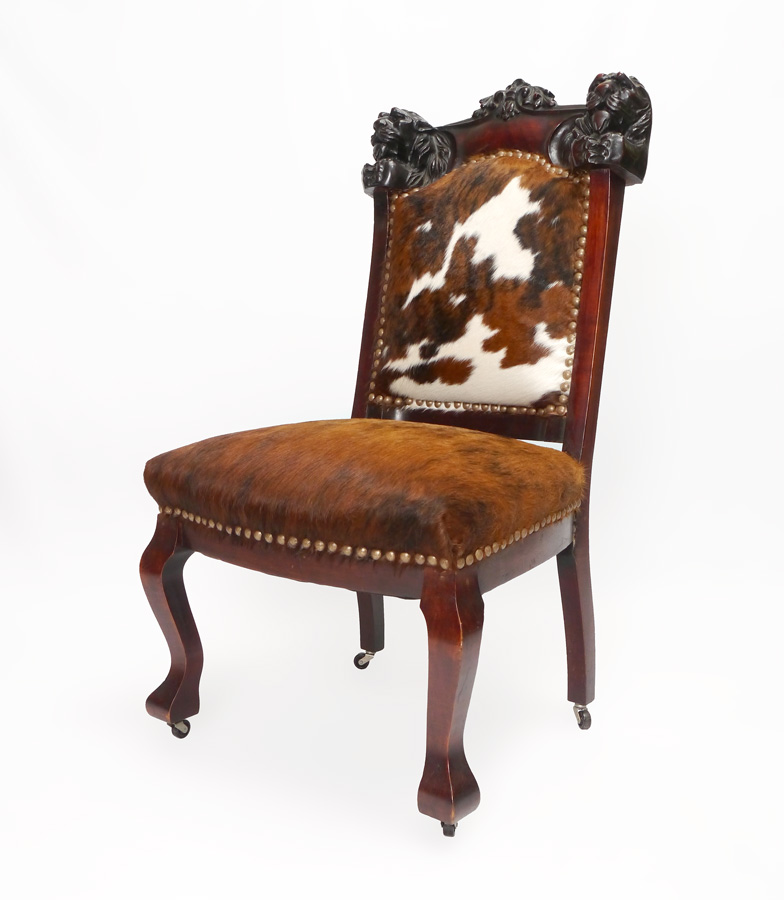 Appraisal: CARVED MAHOGANY LION HEAD MASQUERON CHAIR Late th - early