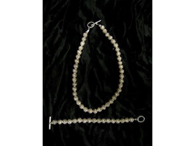 Appraisal: Ornate Sterling Silver Bead Necklace Bracelet