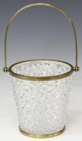 Appraisal: French Baccarat crystal ice bucket finely cut Russian pattern gold-tone