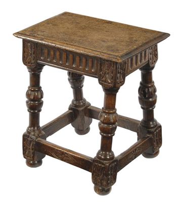 Appraisal: An oak joined stool in th century style the moulded