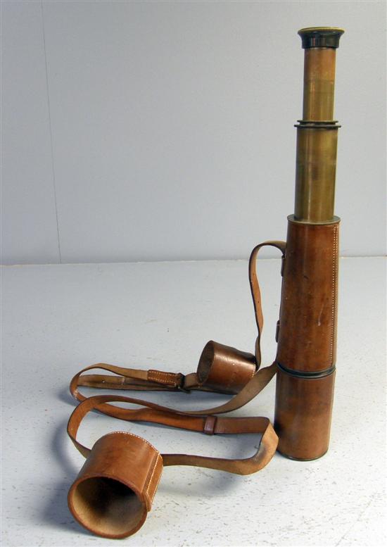 Appraisal: J H Dallmeyers of London brass and leather extending telescope