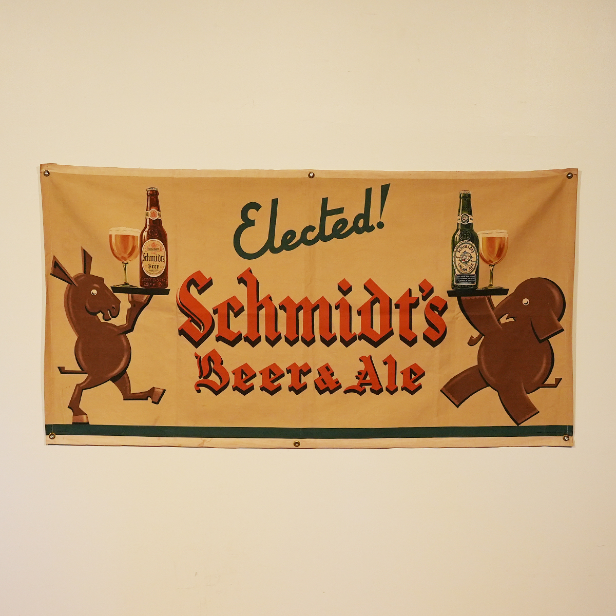 Appraisal: Schmidts Democratic Donkey Republican Elephant BannerReference n aBrewery C Schmidt