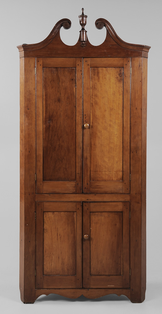 Appraisal: American Federal Cherry Corner Cupboard Pennsylvania or Southern th century