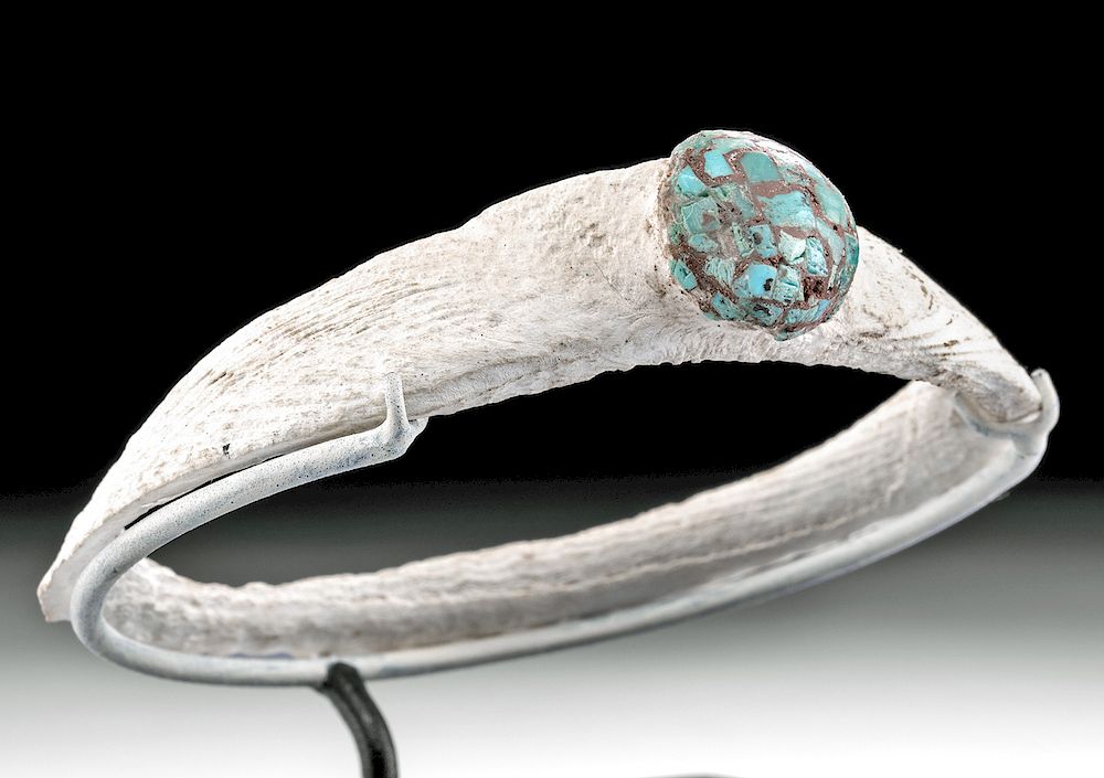 Appraisal: Anasazi Shell Bracelet with Turquoise Mosaic Southwestern USA Colorado Anasazi