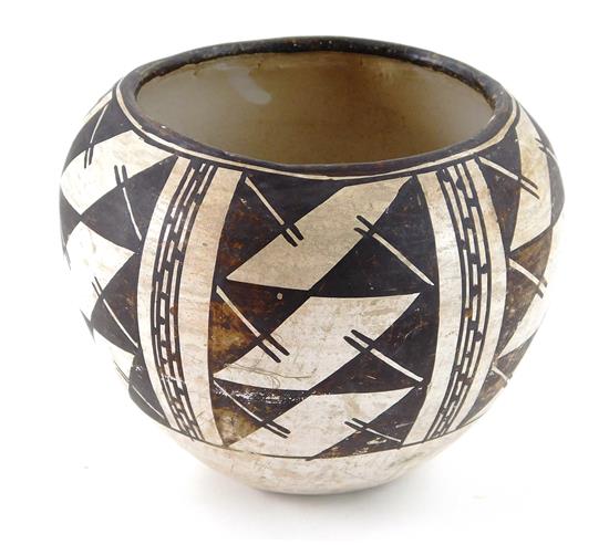 Appraisal: Acoma brown on white pottery bowl th C signed M