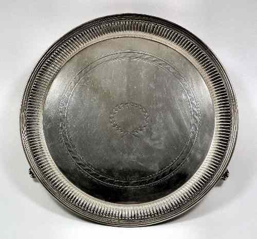 Appraisal: A Victorian silver circular salver with reeded and gadrooned rim