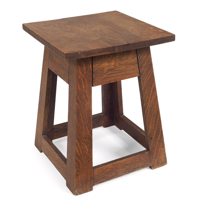 Appraisal: Arts and Crafts tabouret square top over a flared base