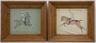 Appraisal: BROWN Paul Pair of Gouaches Paper Polo Players One titled