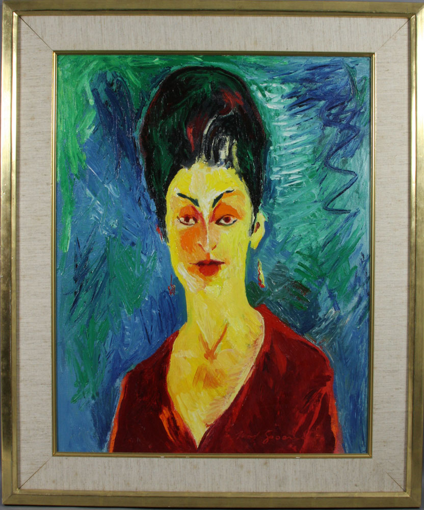 Appraisal: - Max Spoerri Woman in Red o c Signed Max