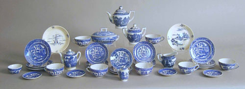 Appraisal: Japanese blue willow miniature tea service