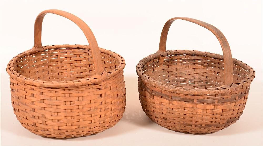 Appraisal: Two Circular Form Market Baskets Two Circular Form Market Baskets